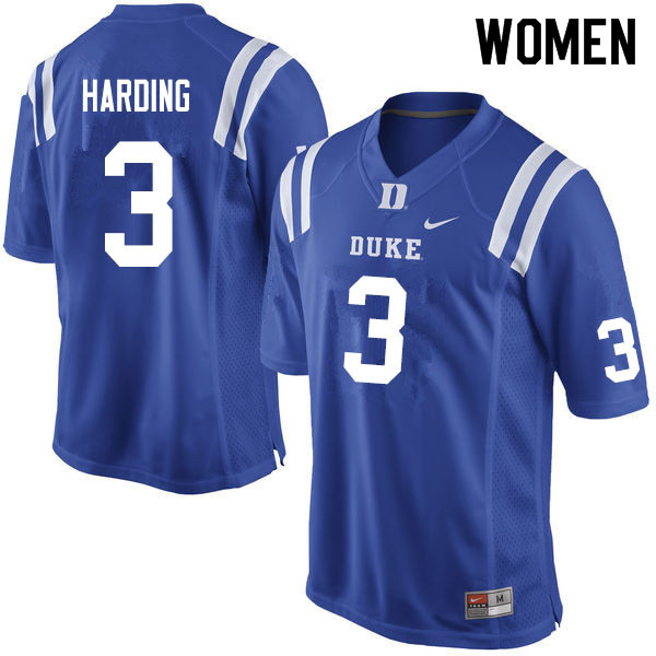 Women #3 Darrell Harding Duke Blue Devils College Football Jerseys Sale-Blue - Click Image to Close